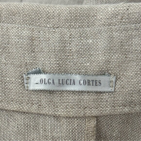 Olga Lucia Cortes Women Shirt Dress Button-Up Roll Tab Sleeve Linen Beige Size S - Picture 4 of 6